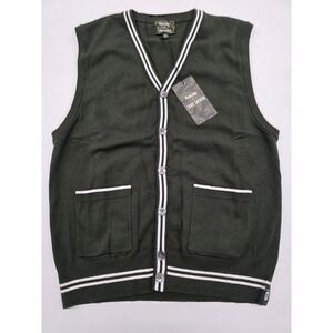 Footjoy X Todd Snyder Green And White Cardigan Golf Sweater Vest Size L